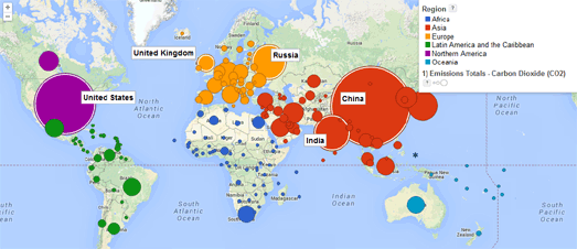 Global map of CO2 emitters