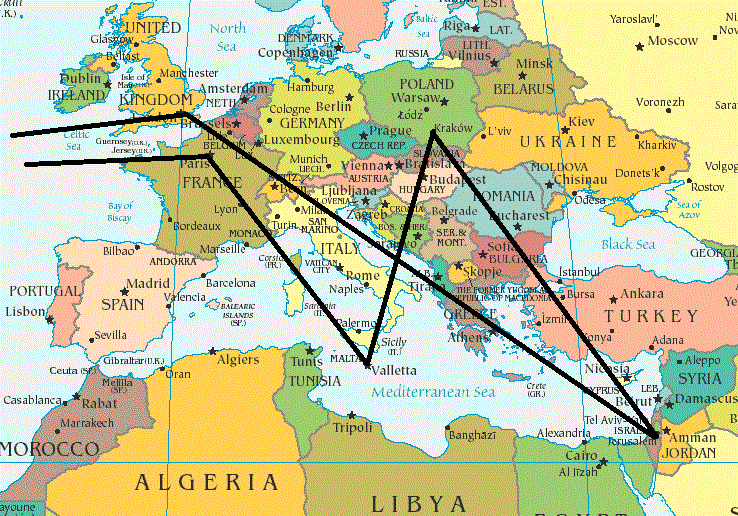 map, mediterranean, malta, UK, poland, france