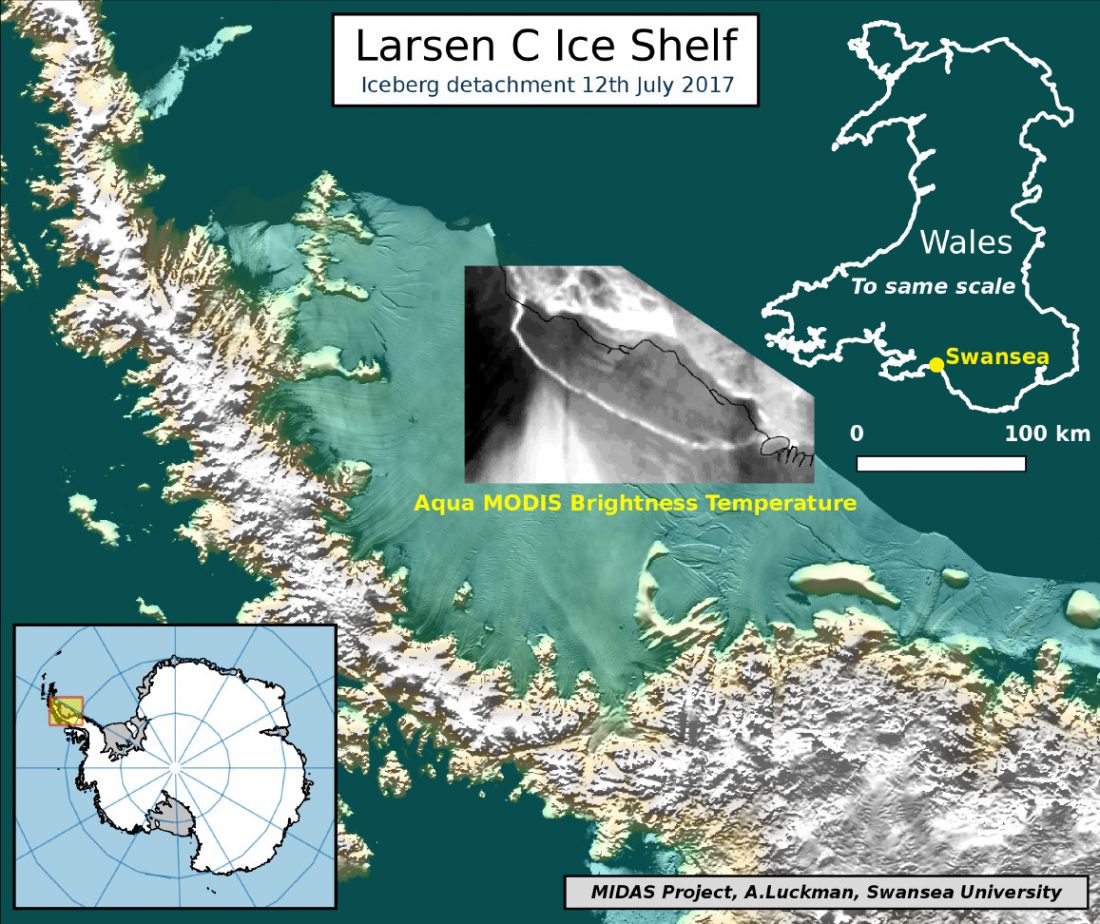 Antarctic iceberg detachment map