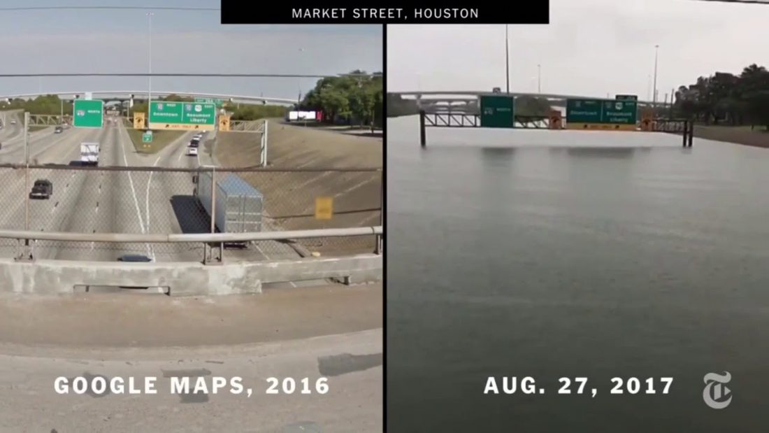 Houston Market Street before and during Harvey