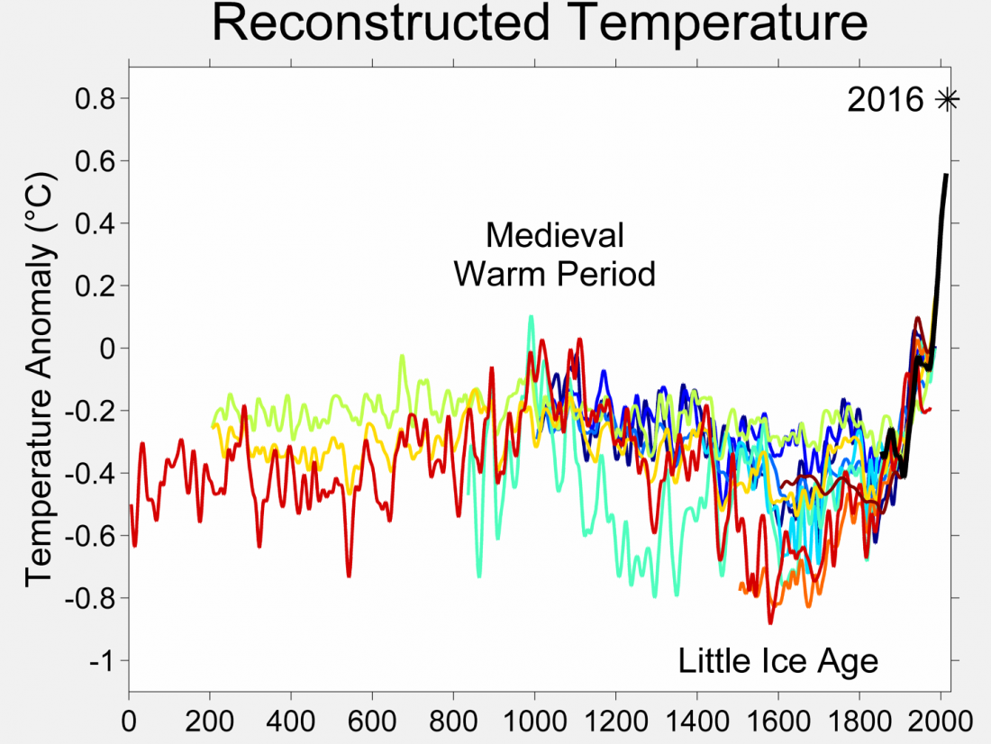 temperature, little ice age, medieval, warm, cold, temperature, reconstruction, proxy, ice cores, tree rings, pollen, borehole, coral, sediments