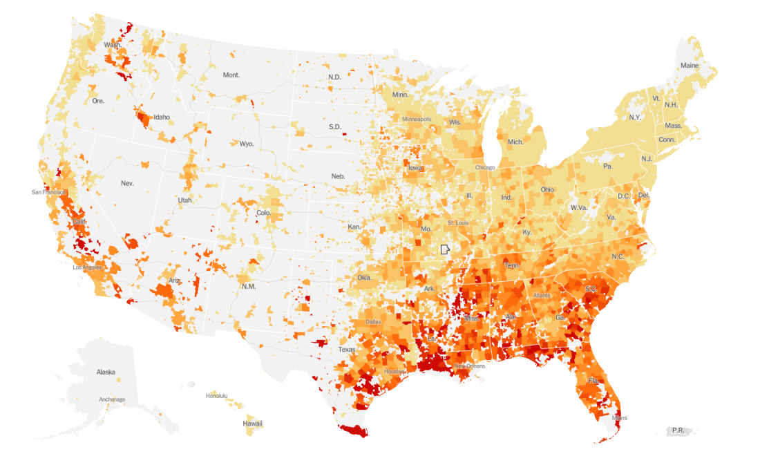 Coronavirus hot spots in the US