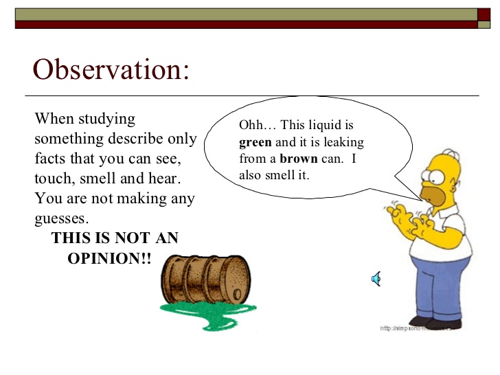 Comic of Homer Simpson making observation, scientific method, science