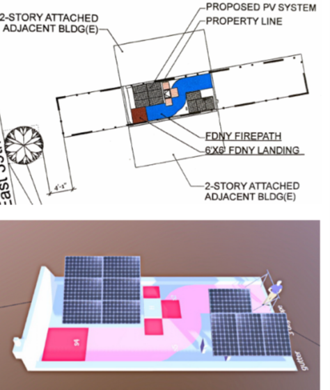 3-D sketch of planned placement of solar panels