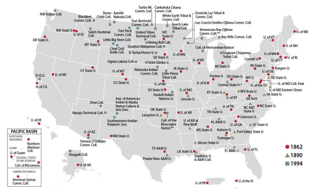 Map of Land-Grant Universities in the US