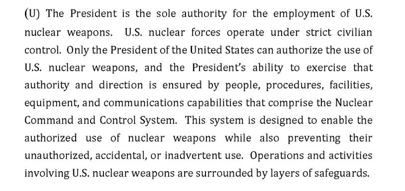 Nuclear command section of the US Constitution